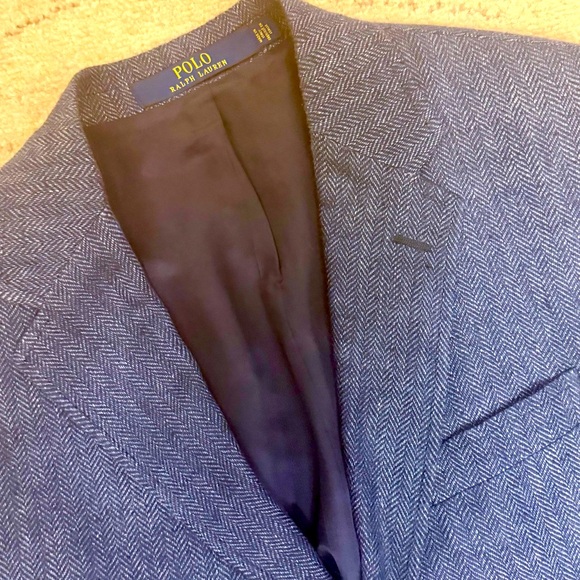 Polo Ralph Lauren Tailored Silk Navy Herringbone Structured 
Sports Coat -38 R - Picture 1 of 15